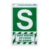 Señal de Zona Segura en caso de Sismos Papel Verde 20x30 cm