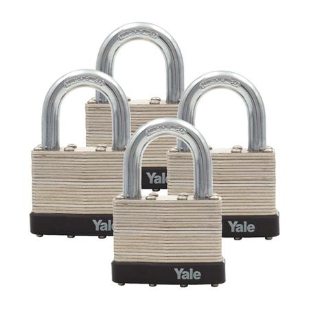 Candado Yale Modelo 135 Plata de Acero con Gancho Endurecido x 4u