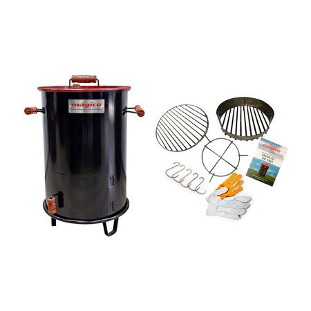 Cilindro Parrillero Mini Mágico de Acero Inoxidable con Tapa Roja