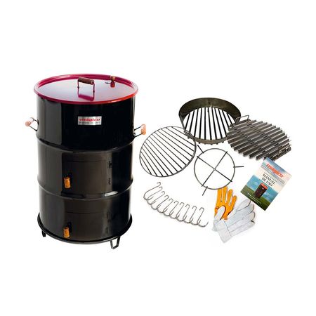 Cilindro Parrillero Acero Inoxidable Mágico Mediano Negro