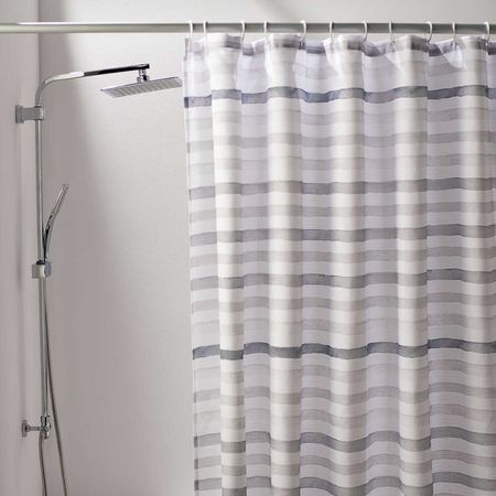 Cortina de Baño Orange Stripes Gris 180x180cm Poliéster Impermeable