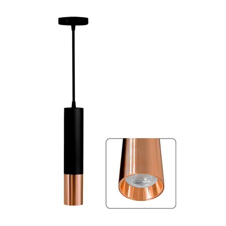 Lámpara Colgante Tube Socket Gu10 Negro/dorado Lightech