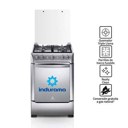Cocina de Pie a Gas Indurama Granada Zafiro 4 Hornillas Gris