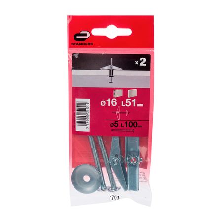 Tornillo + Anclaje Mariposa 16x51mm x 2 unidades Standers