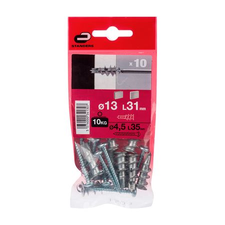 Tornillo + Tarugo 13x31mm x 10 unidades Standers