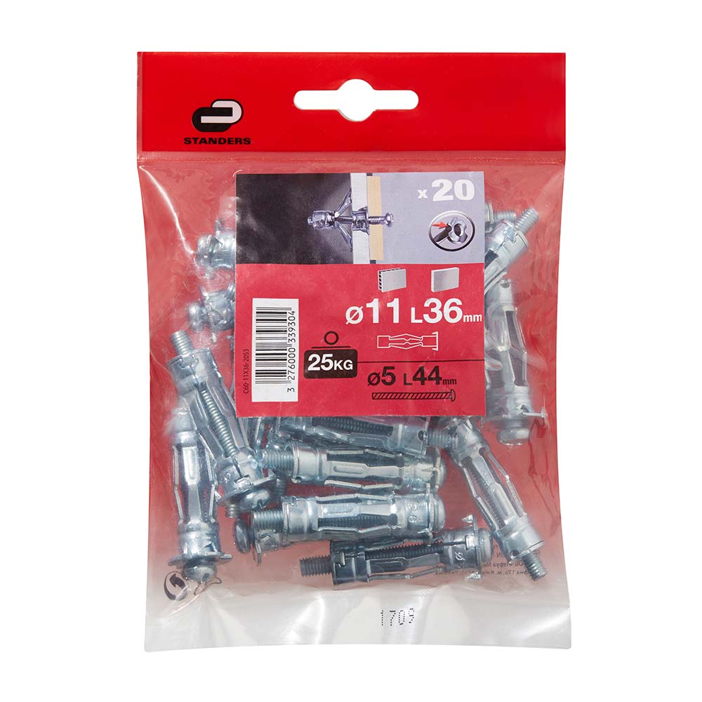 Tornillo + tarugo 11x36mm x 20und Standers