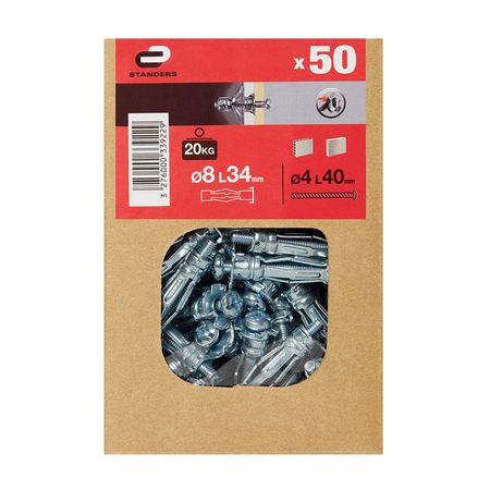 Tornillo + Tarugo 8x34mm x 50 unidades Standers
