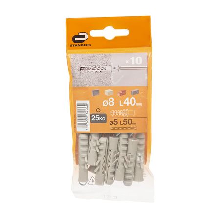 Tornillo + Tarugo 8x40mm x 10 unidades Standers