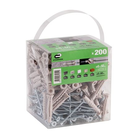 Tornillo + Tarugo 8x50mm x 200 unidades Standers