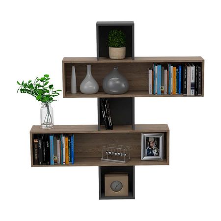 Repisa de Melamina Tuhome Wall 2B Miel Plomo