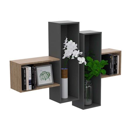 Repisa Wall 2a Miel Plomo Tuhome