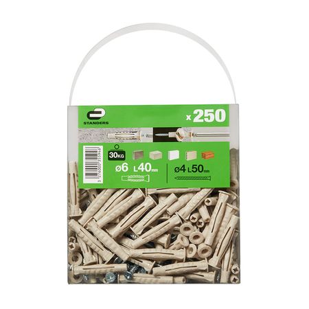 Tornillo + Tarugo 6x40mm x 250 unidades Universal Standers