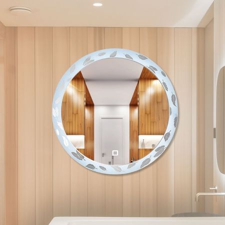 Espejo LED Circular Zaga Plumas Transparente 59x59 cm