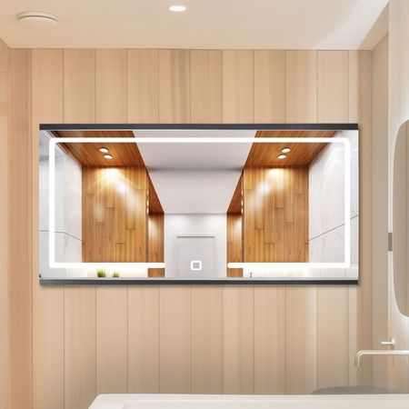 Espejo LED Zaga Mónaco Wengue de Vidrio 110x55 cm