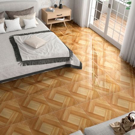 Piso Cerámico Maderado Celima Mississipi 45x45 Brillante Marrón