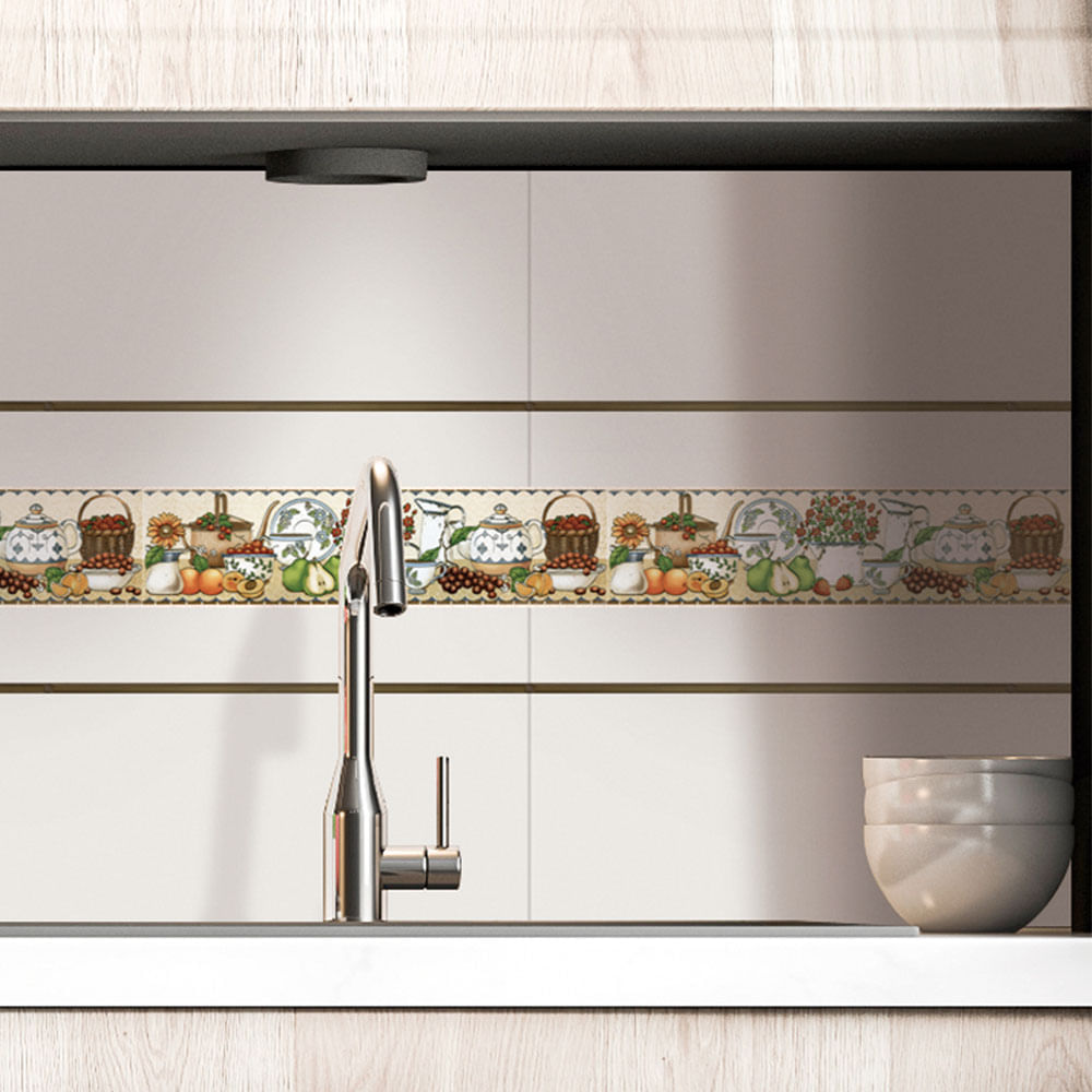 Listelo Cerámico Kantu Modelo Sicilia Multicolor de 39.5x10 cm