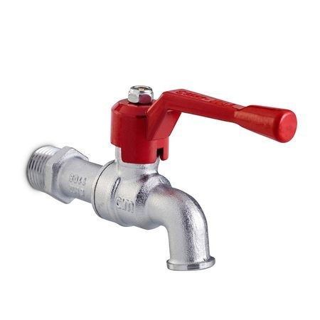 Llave esférica cromada para lavadero 150 lb. 1/2