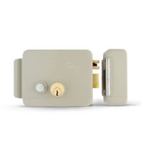 Cerradura de Sobreponer Eléctrica Belcom 12V Doble Llave + Botón Acero Pulido