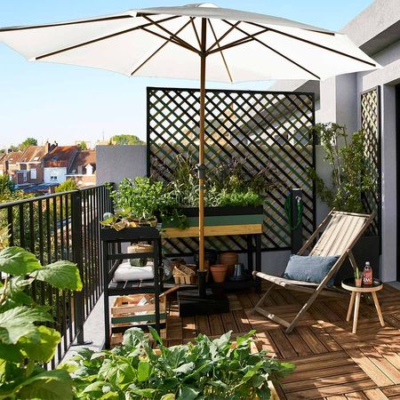 Sombrilla central aluminio maderado 290cm Blanco Naterial