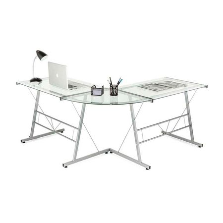 Escritorio en L Atlanta Acero/Vidrio Templado Orange | Resistencia 40kg
