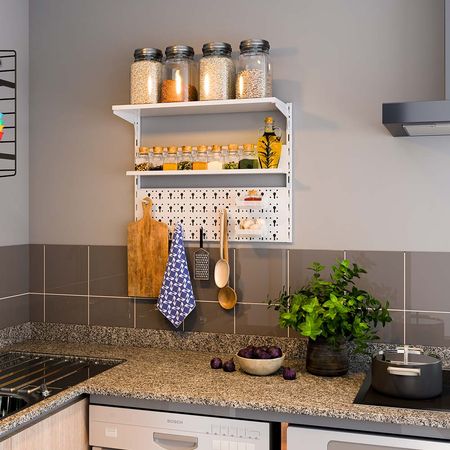 Estantería Organizatodo Ducasse Blanco Brillante 2 Repisas + Panel 50x60cm