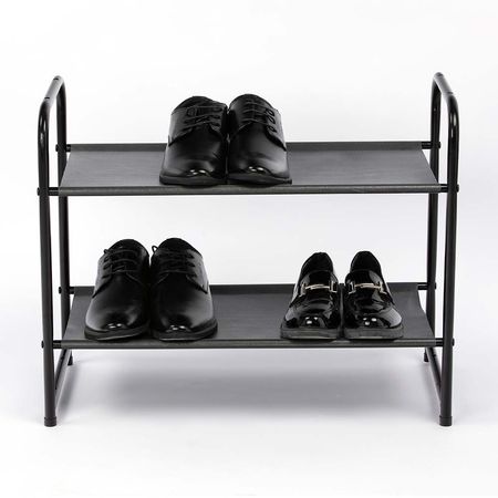 Zapatera Básica Orange Negro de Metal 2 Niveles