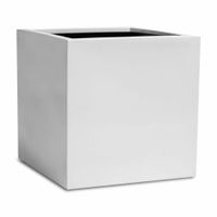 Maceta Fibra de Vidrio 30x30cm Mas Garden Blanco con Plato