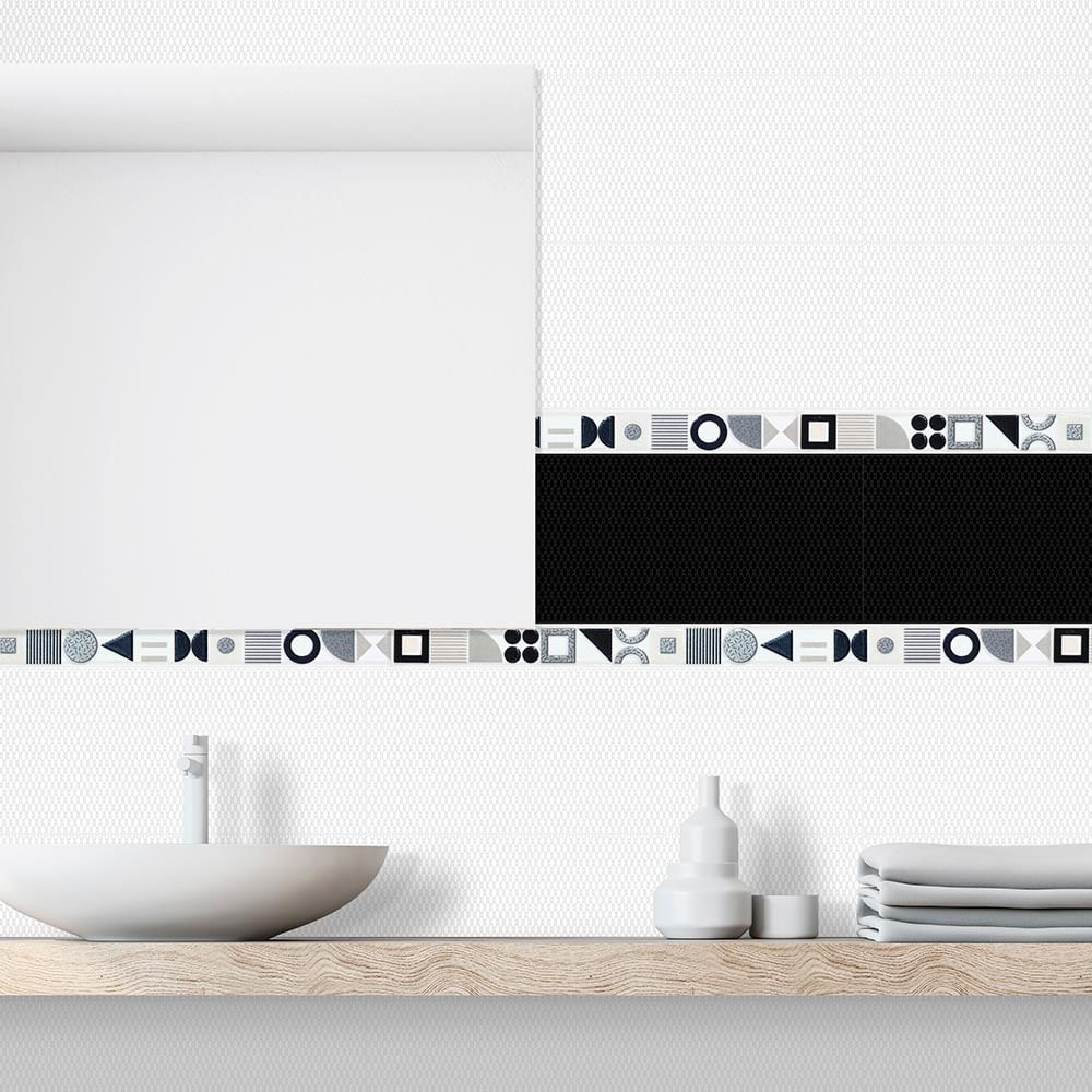 Listelo Cerámico Kantu Sion Blanco Vitrificado de 45x3 cm