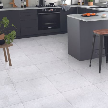 Piso cerámico marmolizado Arianna Plata 45x45 2.23m2 Celima