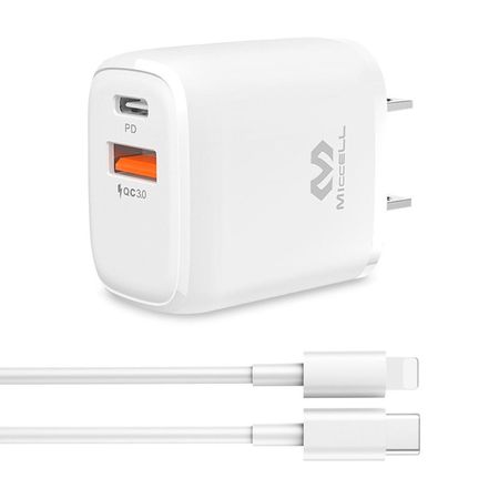 Cargador para celular 20w Qc3.0 + Cable Lightning Miccell