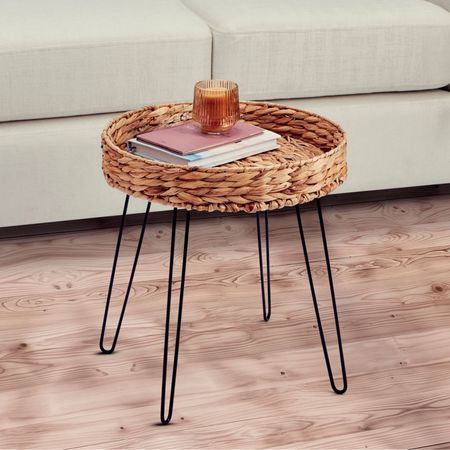 Mesa auxiliar estilo rattan con metal Casa de Aves Orange