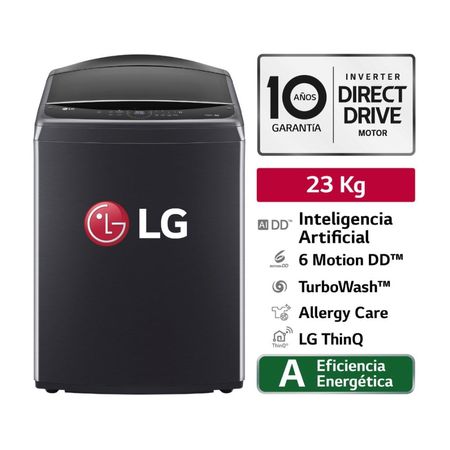 Lavadora LG WT23PBVS6 AI DD Carga Superior 23kg Negro Plateado