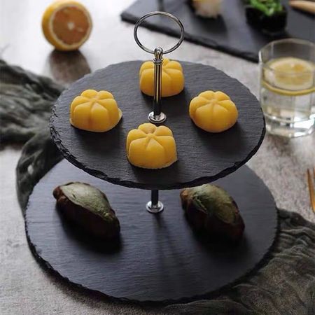 Bandeja de piedra doble nivel Todo para Compartir Negro Orange