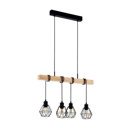 Lámpara Colgante Eglo Townshend 5 60w Acero Marrón 4 Luces