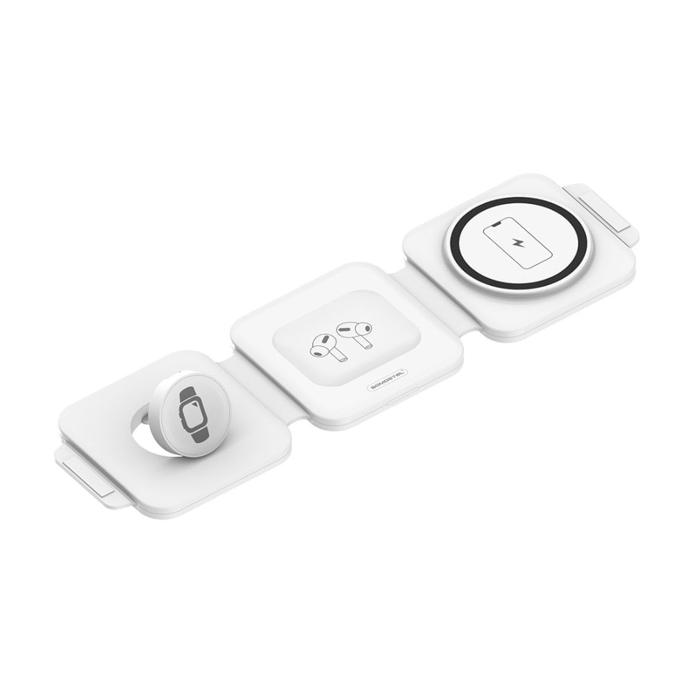 Cargador Inalámbrico 3 En 1 Somostel 22,5W (15W / 5W / 3W) Blanco
