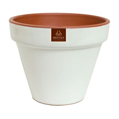 Maceta Cerámica Mestiza Cono Blanco 30cm