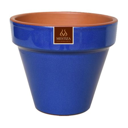 Maceta Cerámica Azul Imperial Mestiza Cono 19cm