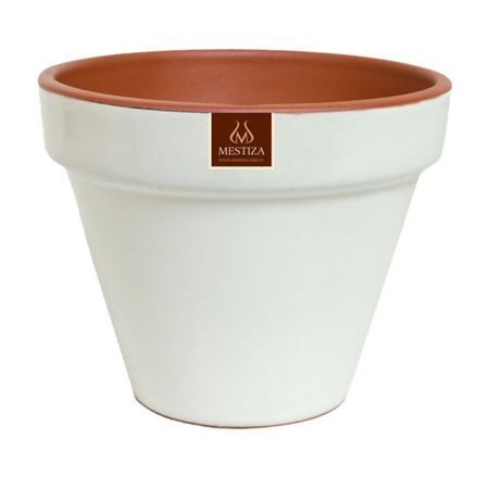 Maceta Cerámica Mestiza Blanco Cono 11cm