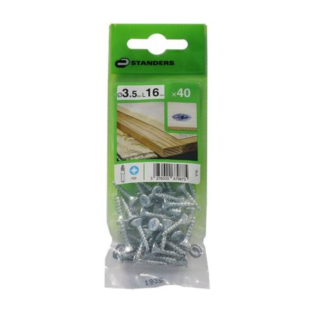 Tornillo Aglomerado Cs Pz Acero 3.5x16mm 40u Standers