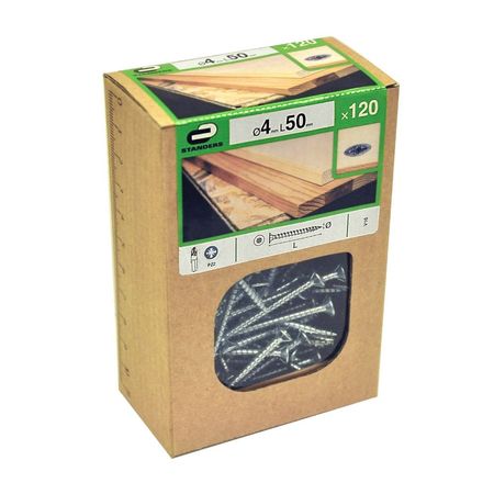 Tornillo Aglomerado Cs Pz Acero 4x50mm 120u Standers