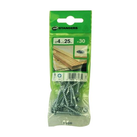 Tornillo Aglomerado Cs Pz Acero 4x25mm 30u Standers