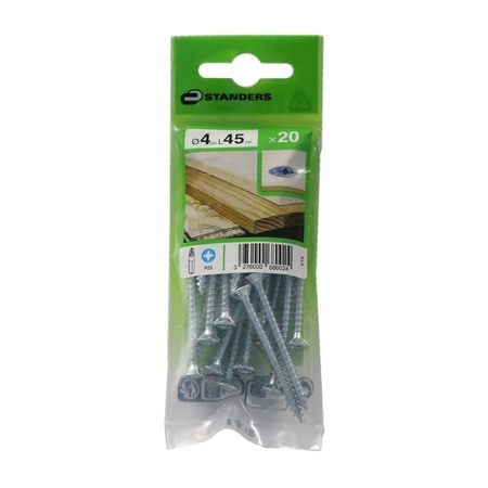 Tornillo Aglomerado Cs Pz Acero 4x45mm 20u Standers