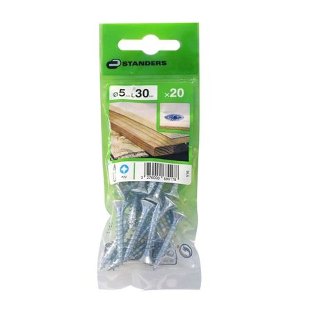 Tornillo Aglomerado Cs Pz Acero 5x30mm 20u Standers