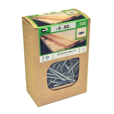 Tornillo Aglomerado Cs Pz Acero 4x60mm 100u Standers