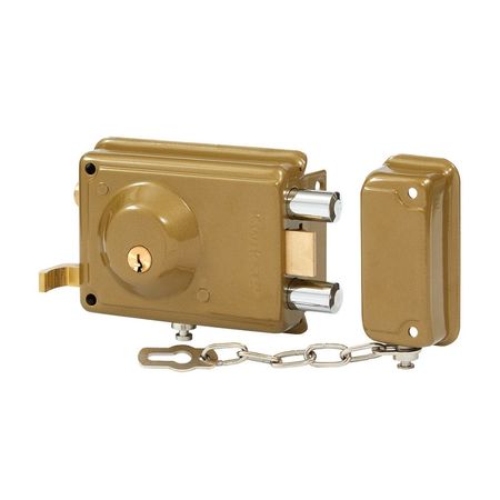 Cerradura de Sobreponer Kwikset Rim Lock Bronce/Acero Plata de 24.50 cm