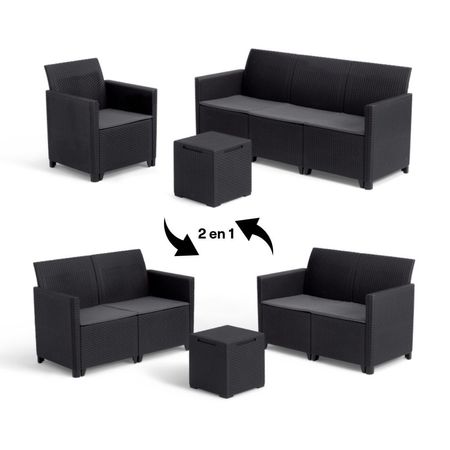 Juego de Sala de Terraza Marie Gris 4 Personas Keter