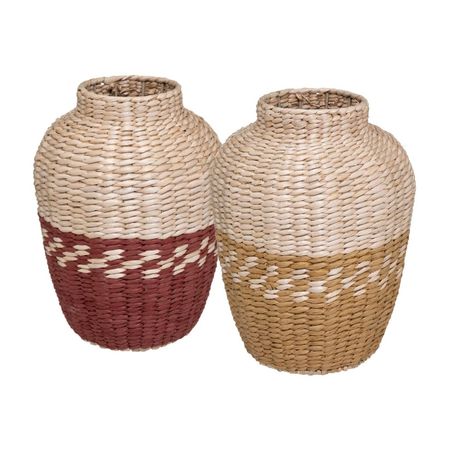 Jarrón Bicolor Tejido Natural 25x32cm - Color Aleatorio Atmosphera