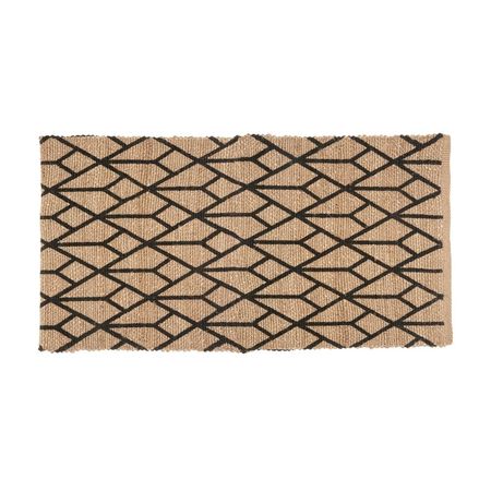 Alfombra Diseño Geométrico Yute+negro 70x140cm Atmosphera