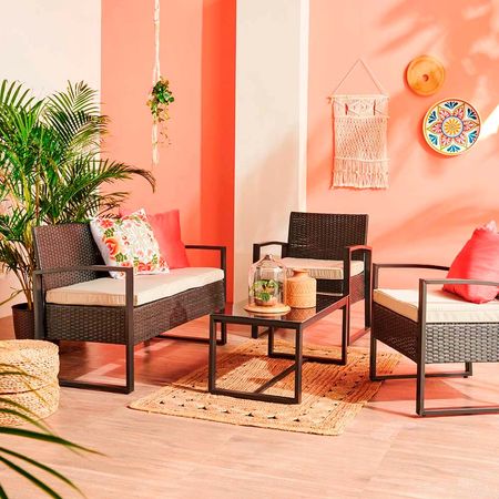 Juego de Sala de Terraza Wayaka Café 4 Personas Orange