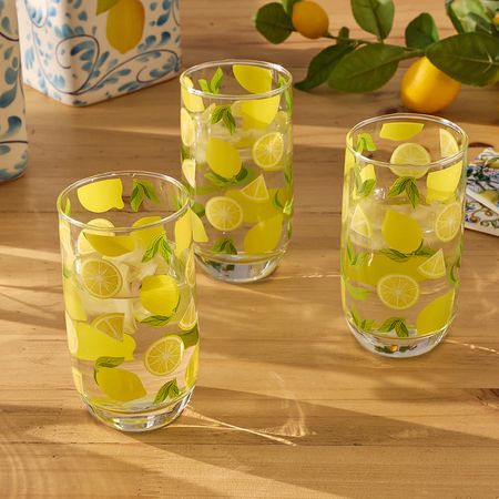 Set de 6 Vasos de Vidrio Decorativos Casa del Mediterráneo Limón Orange